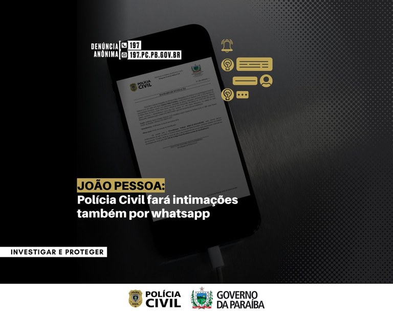 _29102024 -JOÃO PESSOA Polícia Civil fará intimações também por whatsapp.jpg